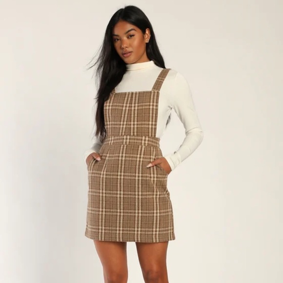 Plaid Overall Dress - Picture 1 of 3